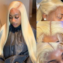 30 32 Inch 13x4 Straight 613 Blonde Bone Human Hair Wigs Colored Glueless Frontal Closure T Part Lace Wig Remy Hair For Women