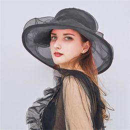 Wide Brim Hats 11-Color Women Flower Large Sun Hat Summer Breathable Visor Suitable For Seaside Beach Party Outdoors