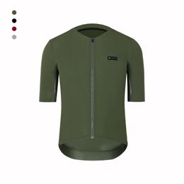 Cycling Shirts Tops SPEXCEL Coldback Fabric UPF 50 Pro Aero Short sleeve cycling Jerseys Seamless No collar design zipper pocket green 230601