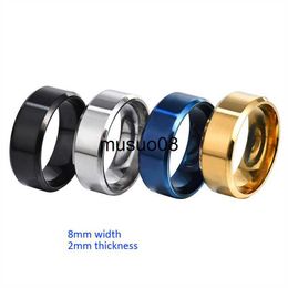 Band Rings 8mm Matt Stainless Steel Simple Design Plain Titanium Rings Gold Tone Silver Plated Black Blue Rings Men Woman Jewellery Gift J230602