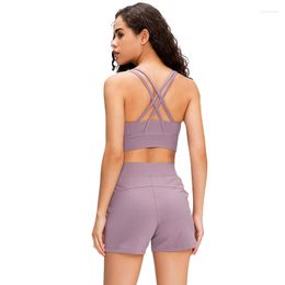 Yoga Outfit Design Double Cross Straps Autumn Fitness Bras Workout Running Tops Woman Gym Clothing