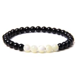 Beaded 6Mm Beads Black Onyx Natural Shell Bracelet Bohemian Style Male Female Various Shapes Seashell Bracelets Jewellery Gift Drop Del Dheri