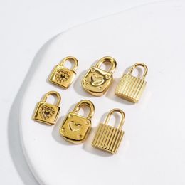 Pendant Necklaces Miasol 2Pcs Designer Golden Plating Plain Stainless Steel Lock Pendants Charms For Diy Jewelry Making