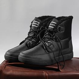 Non-slip Wear Resistant Snow Boots Outdoor Warm Winter Boots Big Size Couple Cotton Shoes Fashion Men Lace Up Ankle Boots