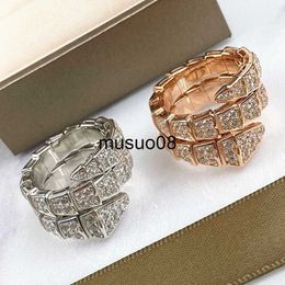 Band Rings European classic Jewellery 925 sterling silver zircon double ring snake bone ring Women's Personalised high-end fashion brand J230602