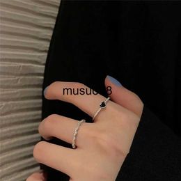 Band Rings Fashion Minimalism Black Heart Ring Set for Women Girls Cool Sweet Couple Rings Aesthetic Jewelry Accessories 2023 New Trend J230602