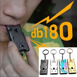 Party Favor Double Pipe Whistle Pendant Keychain High Decibel Outdoor Survival Emergency Whistle Camping Tool Multifunction Whistle