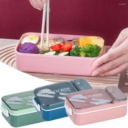 Dinnerware Sets 800ML Lunch Box Portable Compartment Fruit Microwave Sauce With Fork And Spoon Picnic Fresh Tableware