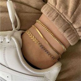 Anklets Fashion Bohemian Gold Snake Link Chain High Quality Punk Ankle Bracelet Women Girl Summer Jewelry Accessories34an9hln