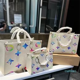 2023-Luxury totes designer bag womens handbags Onthego tote bag Hot Crossbody flower ladies Casual PVC Genuine Leather purse shoulder bags female Large handbag