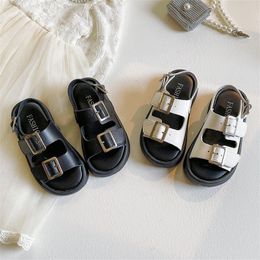 Sandals Summer Boys Beach Girls Fashion Buckle Design Children Breathable Open Toe Leather Shoes 230601