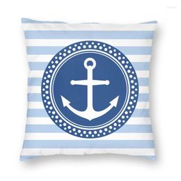 Pillow Anchor Emblem On Blue Stripes Covers Sofa Home Decorative Nautical Sailing Sailor Square Throw Cover 45x45