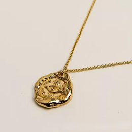 Chains Irregular Texture Metal Coin Necklace Pendant