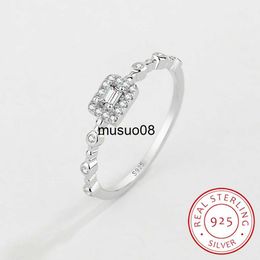 Band Rings 2022 NEW Exquisite Baguette Diamond Crystal Couple Ring For Women Geometric Authentic Sterling Silver Valentine's Day Jewelry J230602