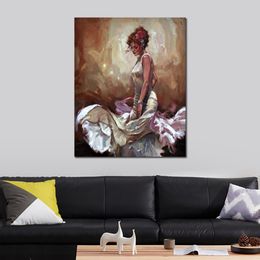 Figurative Art Rose in Her Hair Handcrafted Oil Paintings Canvas Romantic Artwork Perfect Wall Decor for Living Room