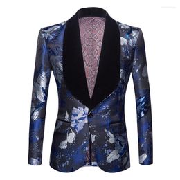 Men's Tracksuits Men's Suit Spring And Autumn Slim-Fit Lapel Print Design Wedding Dress Formal Party Plus-Size