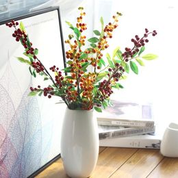 Decorative Flowers 1PC Artificial Berry Stems Holly Christmas Berries For Tree Ornament DIY Wreath Festival Holiday Home Decoration