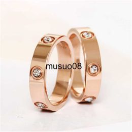 Band Rings Trendy Stainless Steel Rose Gold Color Love Ring for Women Men Couple CZ Crystal Rings Luxury Brand Jewelry Wedding Gift KK050 J230602