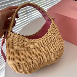 Vine Weaving Hobo Underarm Bags Straw Shoulder Bag Handbags Shopping Women dsigner Handbag purse Plain Messenger Leather Adjustable straps