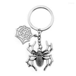 Keychains Metal Vintage Gothic Spider Web Keychain Key Rings Animal Accessories Jewellery Gifts For Friends School Bag Charm