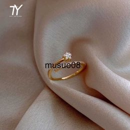 Band Rings Minimalist Exquisite Zircon Gold Color Star Open Rings For Woman Fashion Korean Jewelry Luxury Wedding Party Unusual Girl's Ring J230602