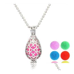 Pendant Necklaces Hollow Waterdrop Locket Censer Aromatherapy Essential Oil Diffuser Sier Plated Cage Necklace Fine Jewellery Drop Del Dhfuz