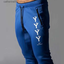 Men's Pants Spring and Autumn New Men's Jogging Fashion Gym Fitness Sweatpants Men's Casual Slim Bodybuilding Y Printing Blue Training Pants T230602