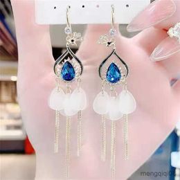 Stud Fashion Peacock Earrings for Women Post Charm All Blue Crystal Animal Jewellery Party Valentines Day Gift