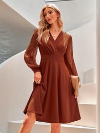 Casual Dresses Spring/summer 2023 Sexy Dress Maxi For Women The Trend V-neck Solid-color Jacquard Party Clothing