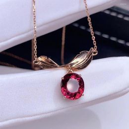 Chains H715 Natural Red Rubilite Tourmaline Gemstone 1.98ct Pendant Vintage Torques Pendants Neckalces For Women