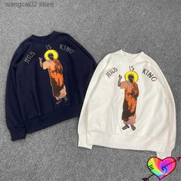 Men's Hoodies Sweatshirts 2022 Jesus Graphic Sweatshirts Foam Print Jesus Is King Sweatshirts Hip Hop Tour Ye Hoodie Long Sleeve Crewneck T230602