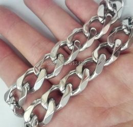 Chains 15mm Huge Heavy Men's Necklace 316L Stainless Steel Cuban Curb Chain Link 24 Inch