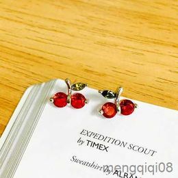 Stud Sterling Silver Prevent Allergy Red cherry Earrings for Women Wedding Jewellery