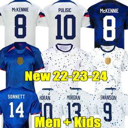 MORGAN Usas Soccer Jerseys 2023 Women AARONSON 22 23 24 Sargent PULISIC LLOYD Feminine America Football Shirt Lady Camisetas Men KIDS USMNT Robinson PEPI