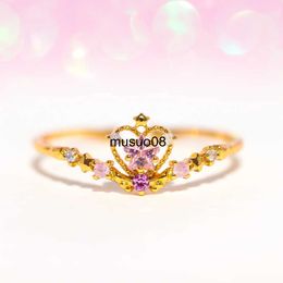 Band Rings Y2K Fashion Cute Pink Zircon Star Heart Flower Adjustable Ring For Women Girls INS Romantic Finger Rings Jewelry Gift J230602