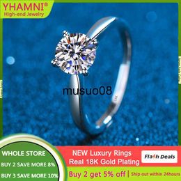 Band Rings Certified 18K White Gold Filled Engagement Rings For Women 1CT Round Brilliant Zirconia Diamond Wedding Band Silver 925 Jewelry J230602