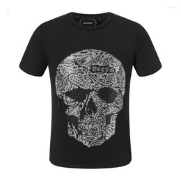 Men's T Shirts PLEINXPLEIN Original Brand Mens Summer T-shirt Men Street Casual Skulls Rhinestones Shine Hip Hop Short-Sleeve Tops Tees