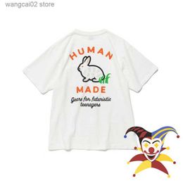 Men's T-Shirts Human Made T Shirt Slub Cotton Men Women Cartoon Rabbit Print Top Tees T-shirts T230602