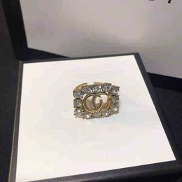 50% off designer jewelry bracelet necklace ring Brass family living flash diamond black medieval versatile antique hand decoration trendy ring female