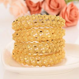 Bangle Dubai Gold Plated Cuff Bangles Women Men Bride Wedding Bracelet Africa Ethiopian Arab Jewelry Charm Cute Gifts