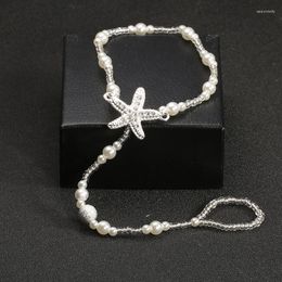 Anklets Bohimia Toe Ring Anklet Summer Women Ankle Bracelet Beach Imitation Pearl Barefoot Sandal Chain Female Foot Jewelry