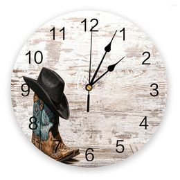 Wall Clocks Estern Cowboy Shoes Clock Silent Non Ticking Round Home Office Classroom School Modern Decorative