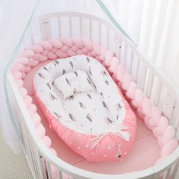 Bed Rails Baby Nest with Pillow Travel 50x85cm Infant Toddler Cotton Cradle for born Portable Crib Bassinet Bumper 230601