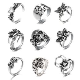 Band Rings Ins Gothic Punk Heart Frog Skull Rings for Women Men Vintage Gothic Spider Angel Ring Couple Fashion Jewellery Gift J230602