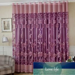 Quality modern European-style high-end sheer floral voile tulle rod pocket curtain fine window curtain drape valance