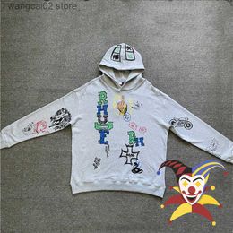 Men's Hoodies Sweatshirts Graffiti RHUDE Hoodie Men Women 1 1 Best Quality Heavy Fabric Hand Painted Rhude Pullovers Unisex Sweatshirts T230602