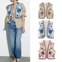 Women's Jackets 2023 Spring Embroidered Women's Jacket Open Outfits Lady Top National Style Vest Sleeveless Loose Fashion Casual Coat