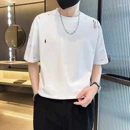 Men's T Shirts Fashion Solid Color T-shirts For Men Summer Short Sleeve Loose Casual Tshirts Social Streetwear Round Neck Tee Tops Clothing