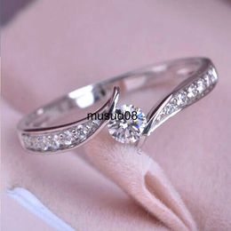 Band Rings Huitan Minimalist Engagement Wedding Rings for Women Round Cubic Zirconia Simple Elegant Female Accessories 2022 Fashion Jewelry J230602