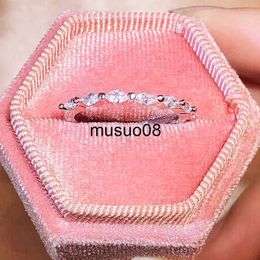 Band Rings Classic Geometric Oval Half-Circle Marquise Diamond Couple Ring For Women Zircon Silver-Plated Christmas Gift Banquet Jewellery J230602